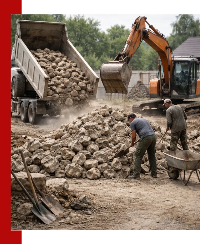 Доставка и разгрузка бутового камня в Майкопе