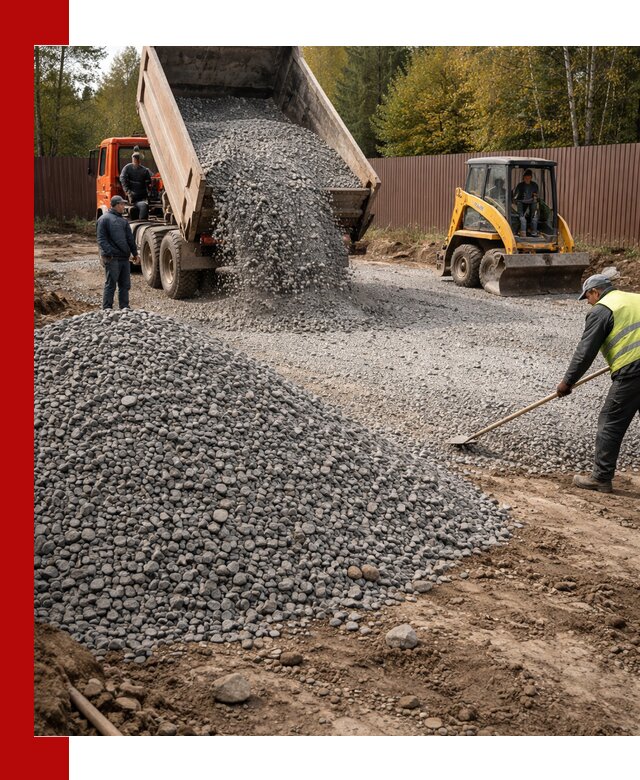 Отсыпка участка щебнем с доставкой и уплотнением в Майкопе